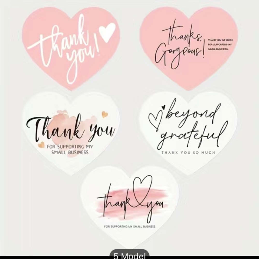 50 Pack Heart-Shape Thank You Cards, 2.8''x 2.4''